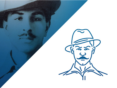 Shaheed Bhagat Singh art bhagat daily desiconography design flat icon india line minimal project vector