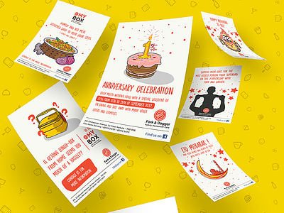 Fork & Dagger | Flyers colorful design flyer food graphic graphicdesign layoutdesign logo restaurant social socialmedia yellow