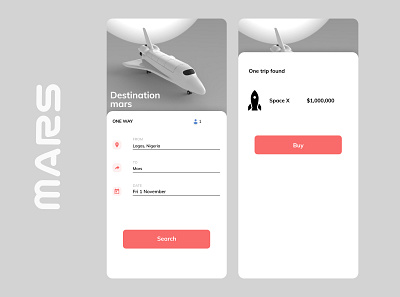 SPACE X TO MARS design space ticket travel ui ux