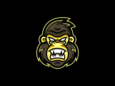 Gorilla Mascot Logo animal ape black branding brown esport gorilla gorilla logo illustrate illustration jungle mascot monkey monkey logo twitch yellow