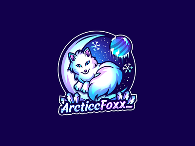 Arctic Fox Logo Illustration acrtic blue cold esport fox frozen gaming gradient ice illustration logo mascot mascotlogo purple