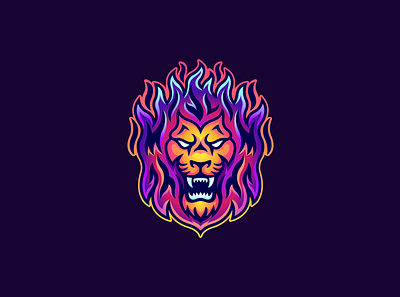 Fire Lion Logo design esport esports gradient gradient design illustration illustrator lion logo mascot mascotlogo