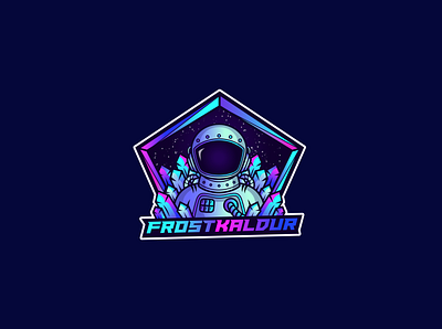 Illustrated Astronaut Logo astronaut blue esport esports galaxy gaming gradient illustration illustrator logo logodesign mascot mascotlogo pink purple space