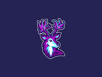 Reindeer Logo blue cute design esports feminine gaming gradient illustrate illustration illustrations logo logodesign mascot pink purple reindeer