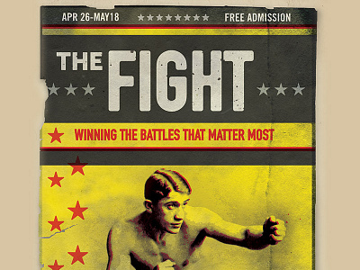 Fight battle boxing fight poster vintage yellow