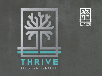 THRIVE Design Group aluminum blue concrete light blue logo metallic silver thrive