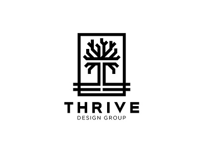 THRIVE LOGO black black and white logo thrive tree white