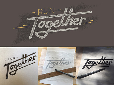 Run Together Dribbble brown distressed gold run stamped together typography