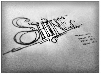 Shine Sketch black hand drawn letters sketch white