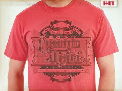 Commited Shirt 2him apparel black illustration line art red tshirt typography