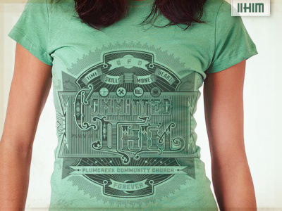 Committed Womens 2him green illustration lettering line art typography