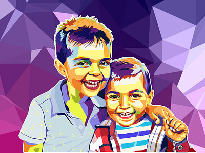 WPAP portrait of two little brothers
