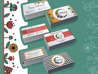 Business cards for a floral startup Bilazary brand branding business card design identity logo logodesign polygraphy