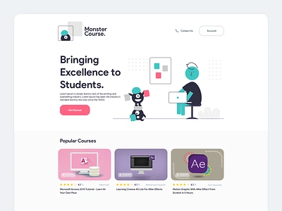 Monster Course. bringing course illustraion landing landing page design landing pages landingpage monster redesign students teacher udemy undraw video web design