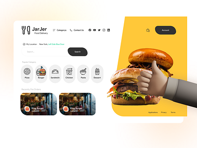 JarJer food Delivery delivery food icons landingpage search webdesign