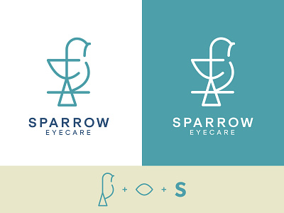 Sparrow Eyecare Logo bird branding eyecare illustration logo negative space sparrow