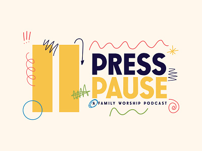 Press Pause Podcast branding hand drawn logo podcast