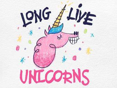 Long Live Unicorns crayons daughter hand drawn handdrawn illustrated illustration procreate