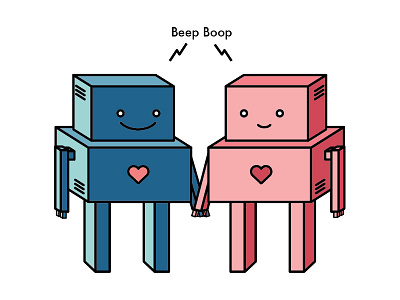 Beep Boop Robots beep boop illustrated type illustration nashville robots valentine