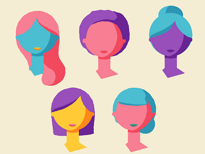 Headz color heads illustration ladies nashville