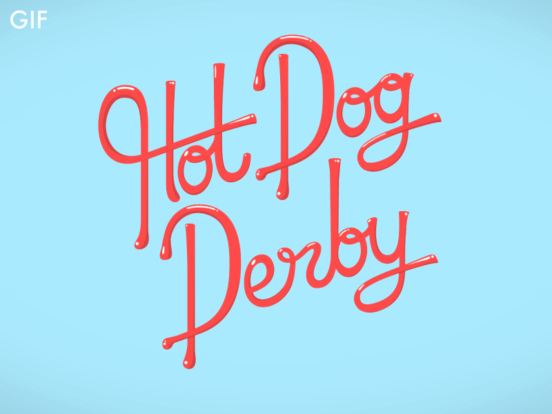 Hot Dog Derby GIF 2d after effects animated animation custom type gif hot dog hot dog derby ketchup type typography vector