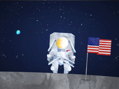 Happy 4th (Astronaut Animated) 4th of july america animation astronaut character happy independence moon rig space spaceman usa