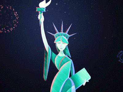 Happy 4th (Lady Liberty Animated) 4th of july after effects animation fireworks freedom illustrator independence day liberty statue of liberty