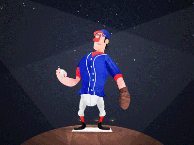 Happy 4th (Pitcher Animated) 4th of july after effects animated animation baseball flyover illustrator independence day jet pitcher