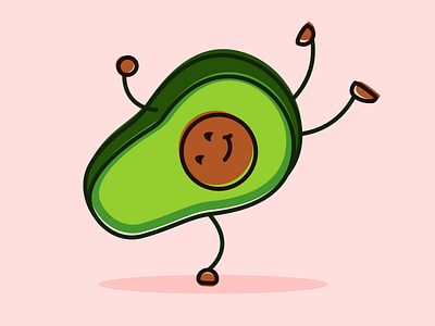 Amped Avocado avacado character food handstand illustrator