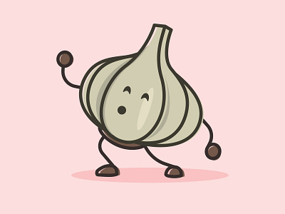 Graceful Garlic character food garlic guacamole illustration stroke vector