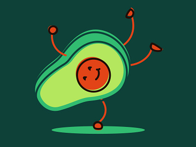 Avocado! avocado character dancing food handstand illustation illustrator stroke