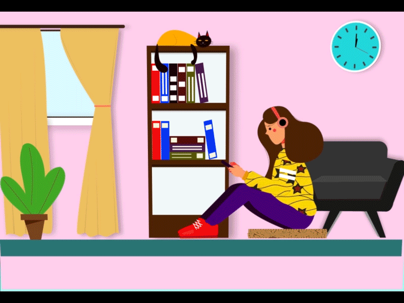 Girl Sitting 2d animation after effect shot