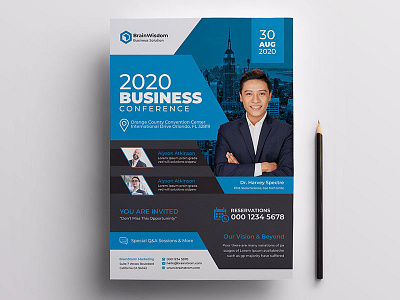 Conference Flyer Template a4 best business business flyer colorful conference conference flyer corporate creative latest meeting modern new photoshop psd psd template seminar