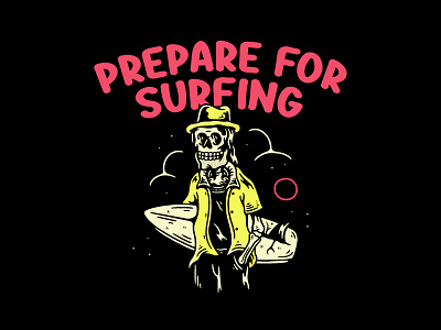 Prepare for Surfing artwork branding design designgraphic flat freelancer illustration jobs photoshop skull