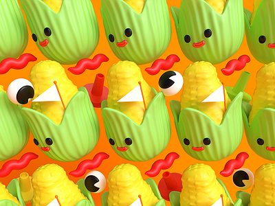 Corny Island corn eyes pattern render