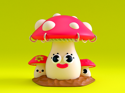 Mushroom mom character illustration mom mushroom render