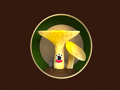 Hongos c4d character hongos mushroom render yellow