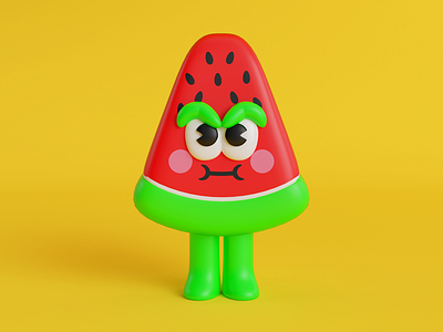 Sandia 3d cgi character illustration watermelon