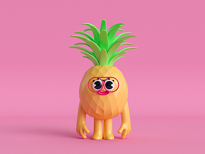 Ananá 3d anana c4d character fruit illustration pineapple piña render