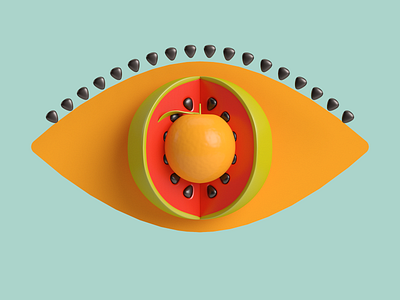 fruit eye c4d design eye fruits illustration orange render watermelon