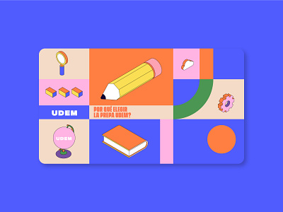 UDEM CARD branding cloud design graphic illustration isometric pencil school search vector