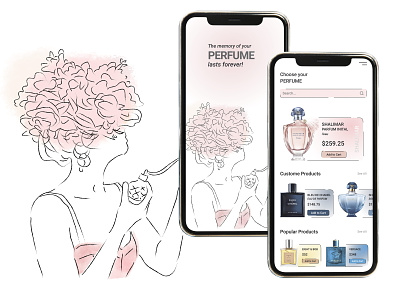 Perfume app app design dior flat girl gucci illustration illustrator mobile perfume ui ux versace