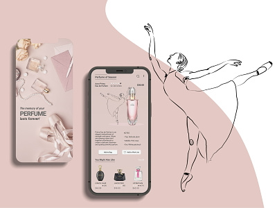 Perfume App animation ballet beuty branding channel dance design flat girl graphic design gucci illustration illustrator logo makeup perfume pink ui ux vector