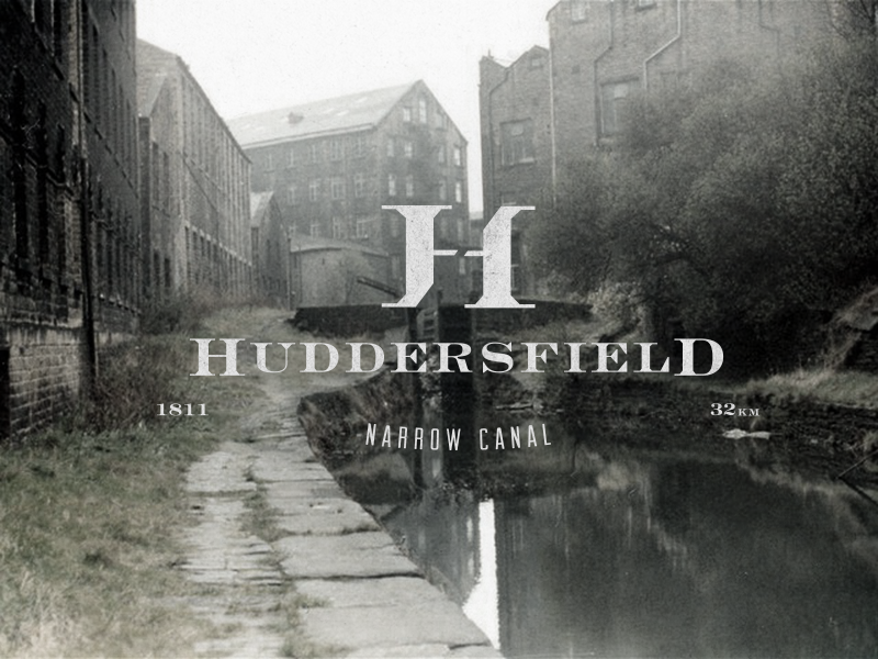 Huddersfield Narrow Canal logo vintage retro canal typography