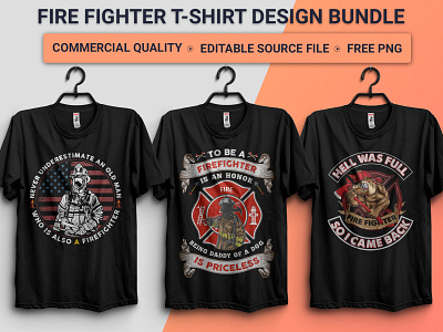 FIRE FIGHTER T-SHIRT DESIGN BUNDLE