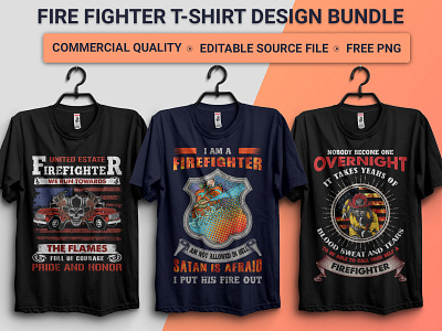 FIRE FIGHTER T-SHIRT DESIGN BUNDLE