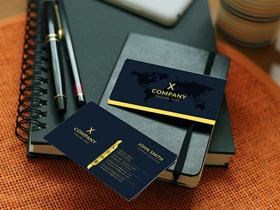 Blue and golden color combination corporate business card design