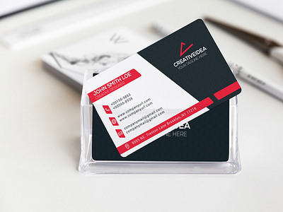 Red and black color combination corporate business card design