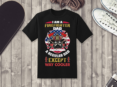 Firefighter T-shirt design. Vintage Style 3d animation branding clothes clothing design dad t shirt design fire fighter fire t shirt fireman graphic design illustration logo motion graphics t shirt t shirt design t shirt designer vintage design vintage t shirt design