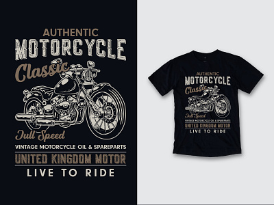 AUTHENTIC MOTOCYCLE CLASSIC FULL SPEED VINTAGE BIKE T SHIRT clothes clothing design design illustration logo t shirt t shirt design t shirt designer vintage design vintage t shirt design